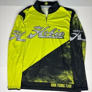 Hobie Fishing Team Men 2XL Shirt Fluorescent Yellow Black Long Sleeve Polyester